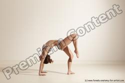 Swimsuit Gymnastic poses Woman White Moving poses Slim long brown Dynamic poses Academic